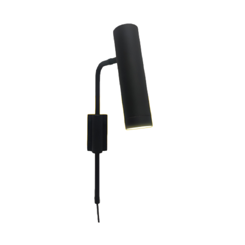 Aplique de aluminio negro 1 luz GU10 con mov de brazo y cabezal c/interruptor